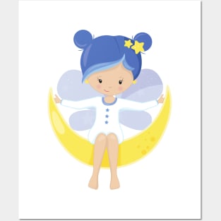 Stardust Fairy, Fairy On The Moon, Cute Fairy Posters and Art